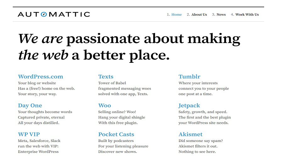 الموقع الرسمي لشركة Automattic