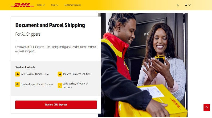 الموقع الرسمي لمنصة DHL للشحن