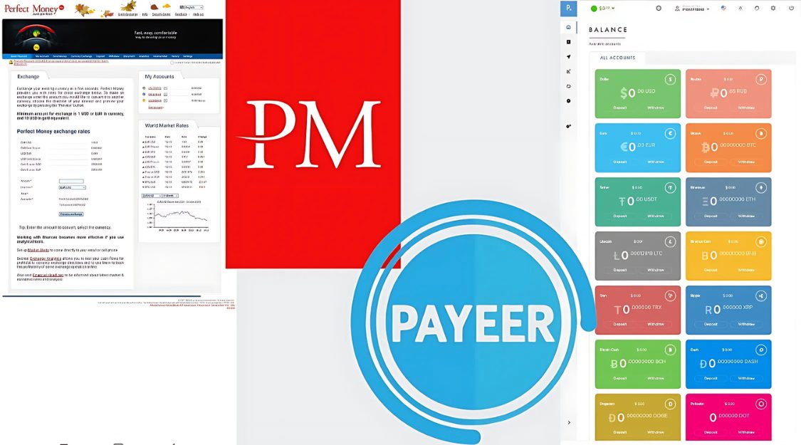 واجهة مستخدم محفظتي Payeer وPerfect Money