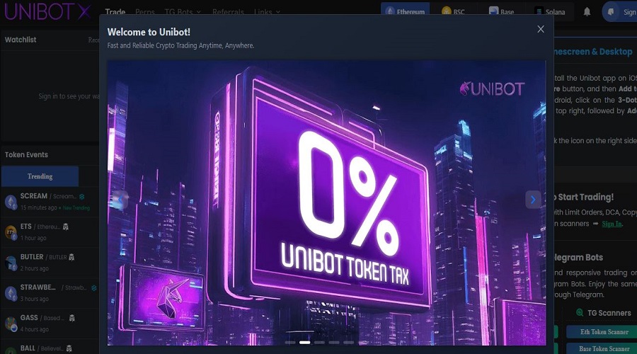 Unibot – روبوت التداول على المنصات اللامركزية (DEX)