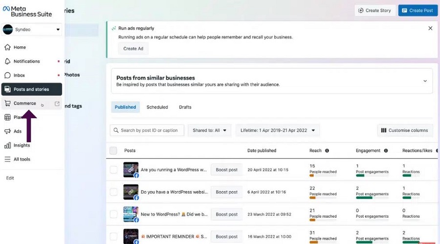 إدارة المتجر الإلكتروني عبر Meta Business Suite
