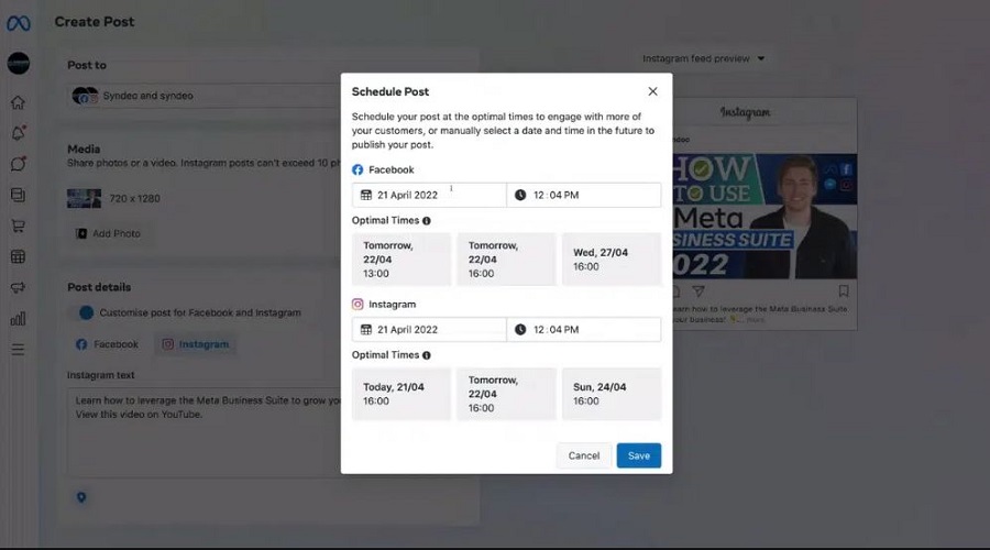إدارة المحتوى وجدولة المنشورات باستخدام Meta Business Suite