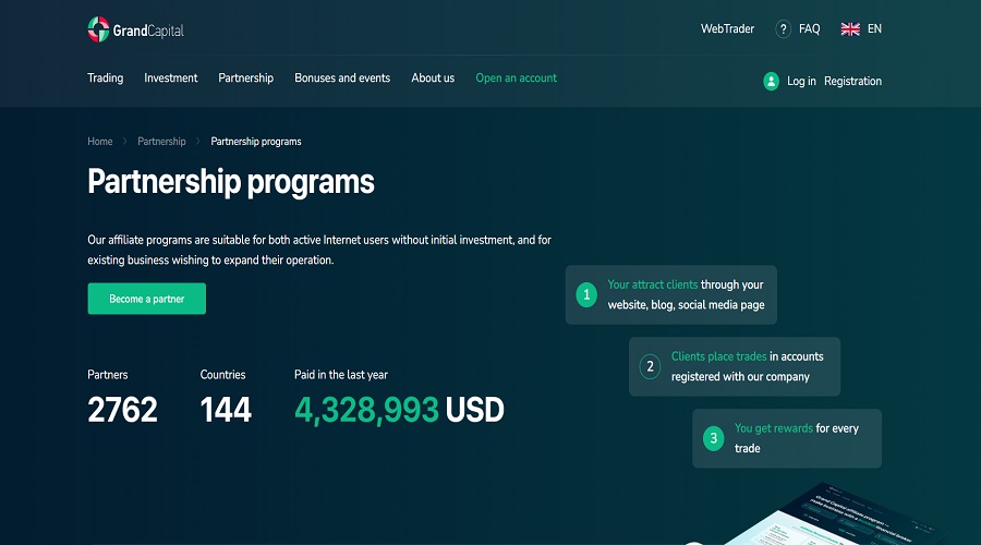 برنامج الشراكة في شركة Grand Capital