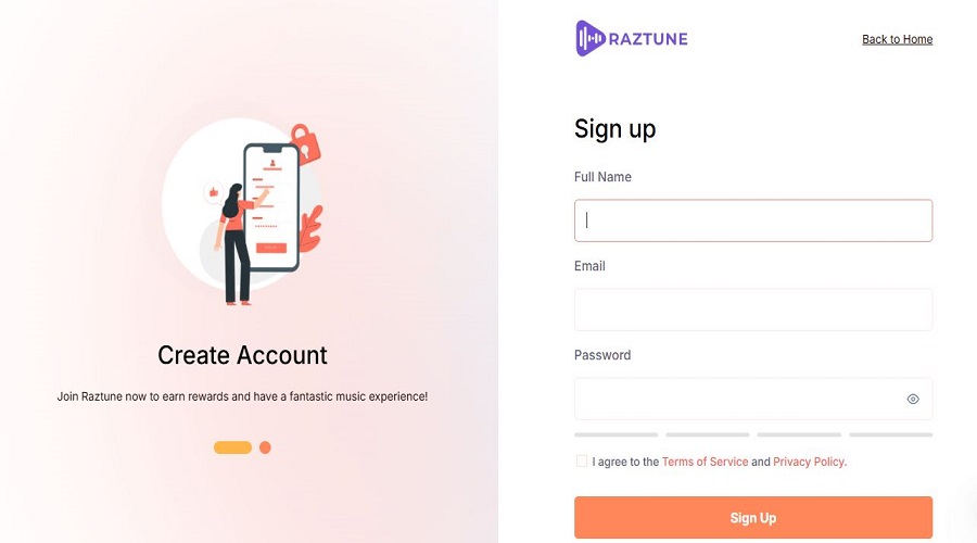 خطوات التسجيل والبدء في كسب المال من تطبيق Raztune