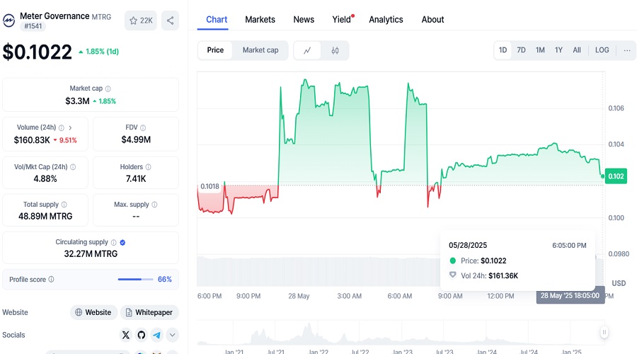 سعر عملة Meter المشفرة ليوم 28 أيار مايو 2025