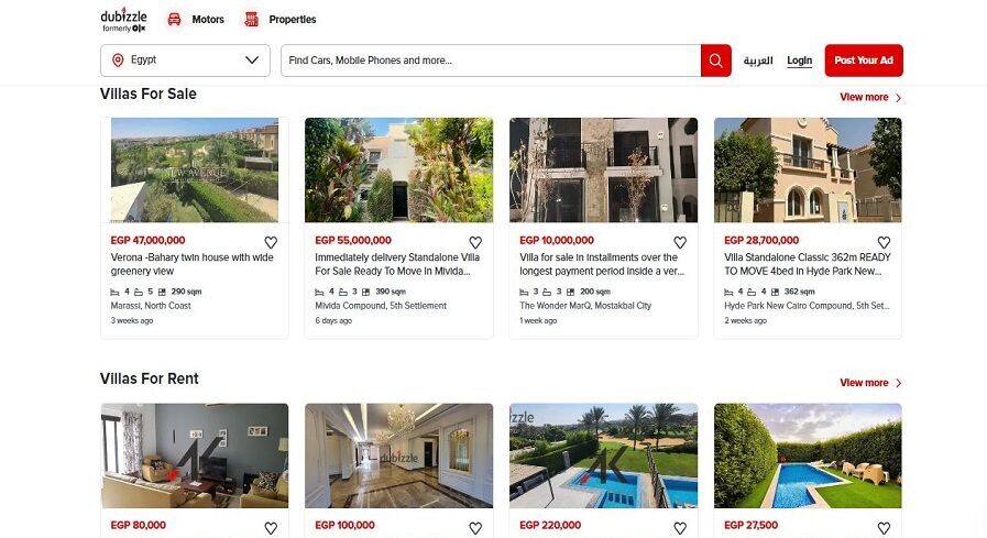 قائمة أفضل تطبيقات البحث عن عقارات في مصر - Dubizzle Egypt