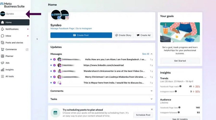 إنشاء حساب واستخدام Meta Business Suite
