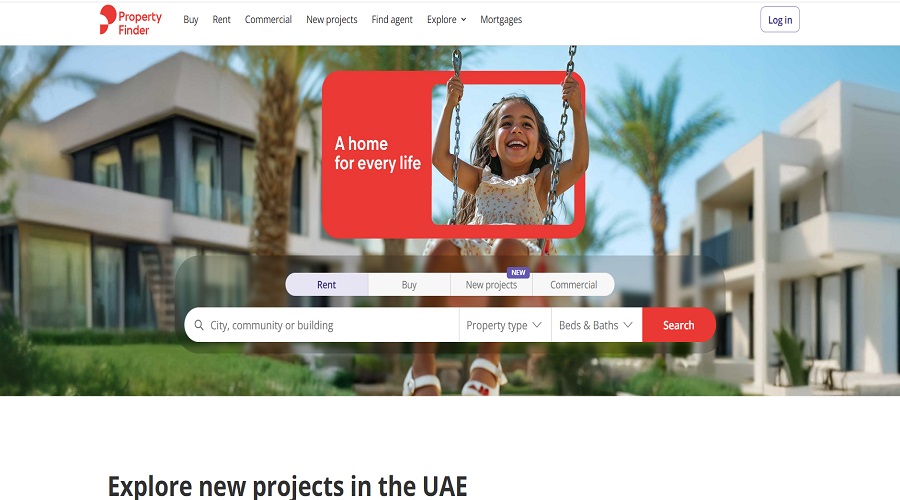 موقع Property Finder للبحث عن عقارات بالإمارات