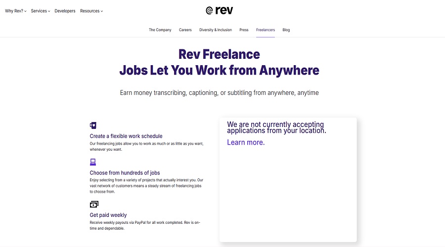 نظرة عامة حول تطبيق Rev للتفريغ الصوتي