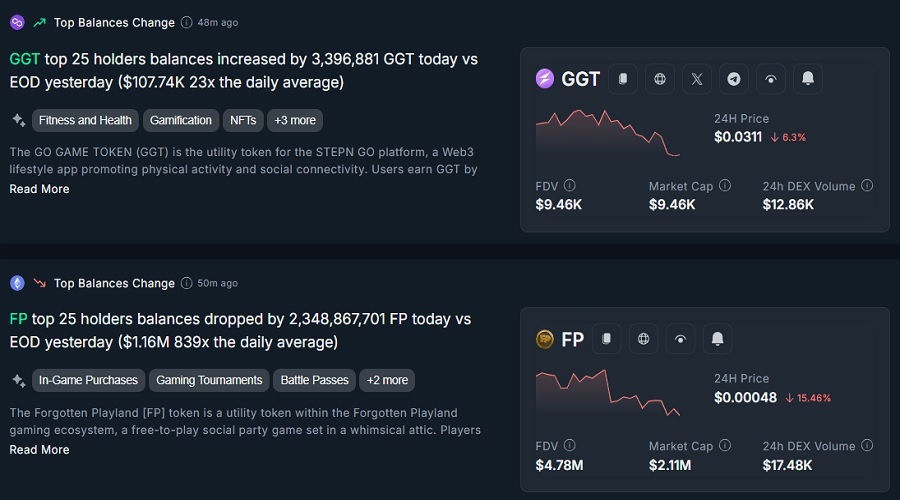 التنبيهات على أداة Nansen 2
