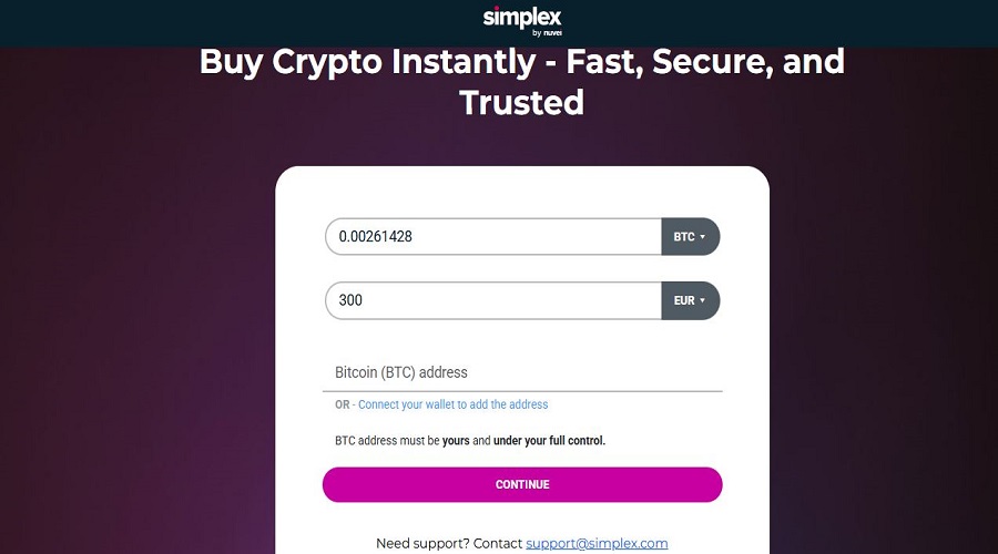 بيع وشراء العملات المشفرة على منصة Simplex