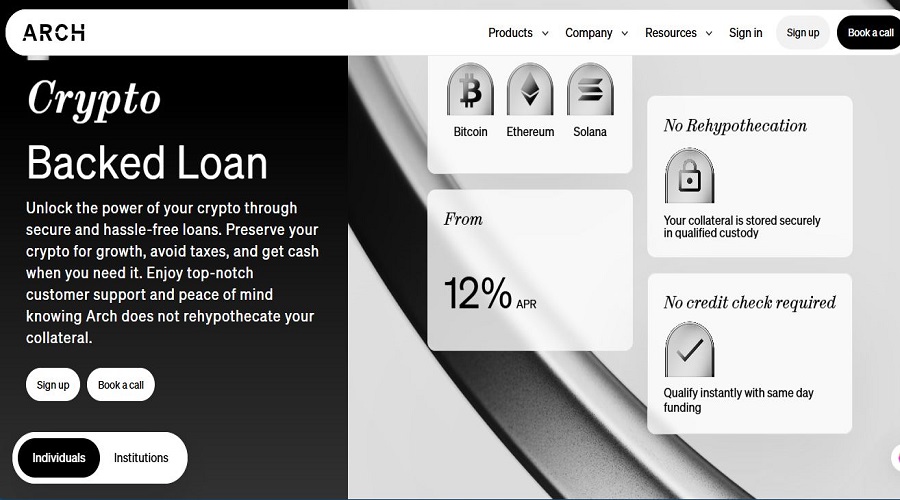  Arch Lending – قروض فورية بضمان البيتكوين والإيثيريوم