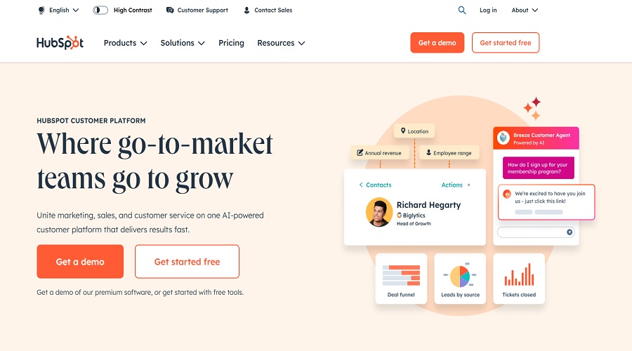 أداة HubSpot: أشهر أدوات الذكاء الاصطناعي للتسويق