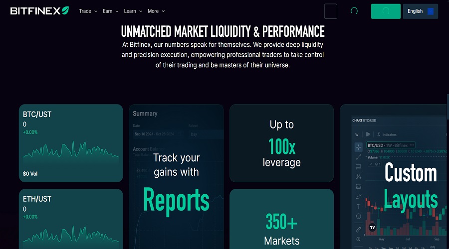 الموقع الرسمي لمنصة Bitifnex للعملات المشفرة
