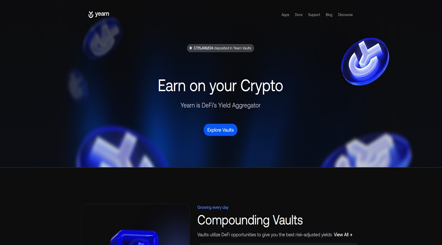 الموقع الرسمي لمنصة Yearn