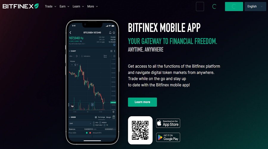 تطبيق Bitfinex للهاتف المحمول