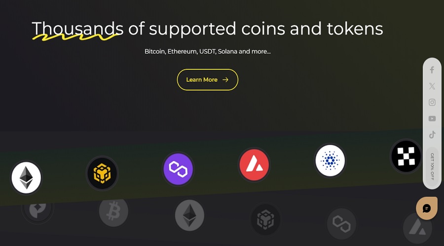 العملات المدعومة في محفظة CoolWallet