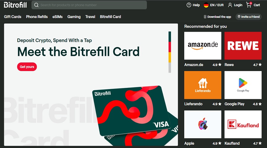 لمحة عن منصة Bitrefill للعملات المشفرة