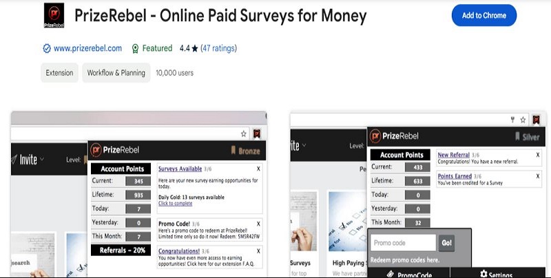 نظام النقاط والمستويات في PrizeRebel