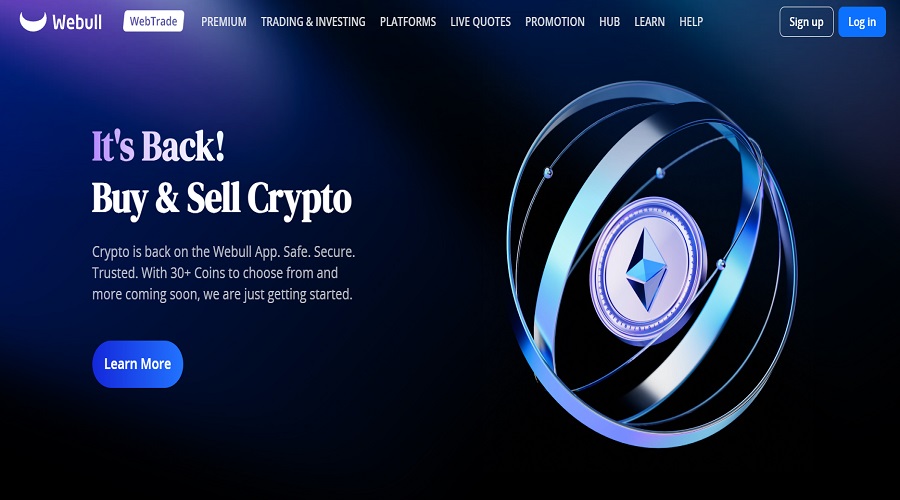 الموقع الرسمي لمنصة Webull