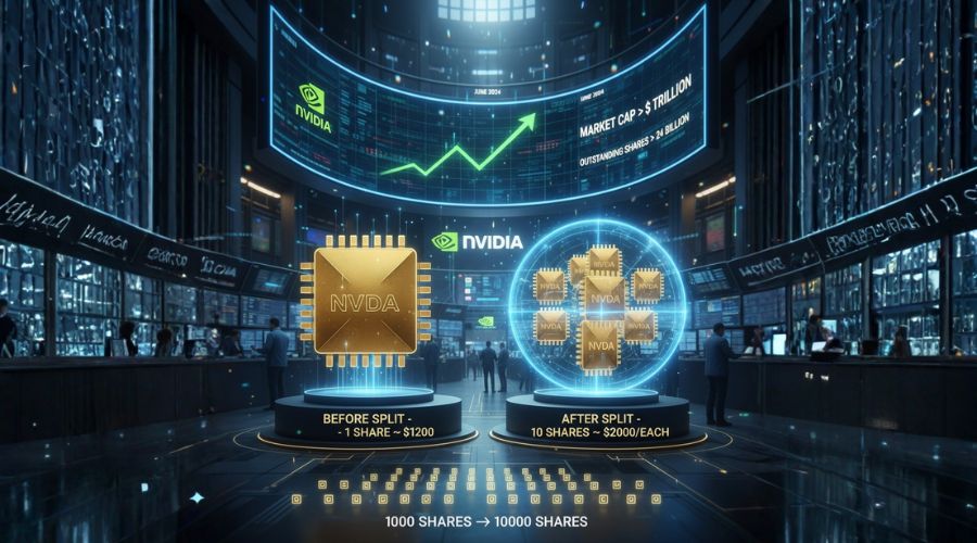 مثال حي لتقسيم الأسهم