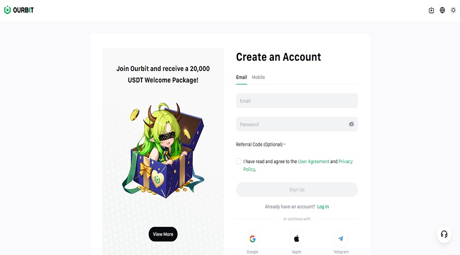 التسجيل في منصة ourbit لتداول العملات المشفرة