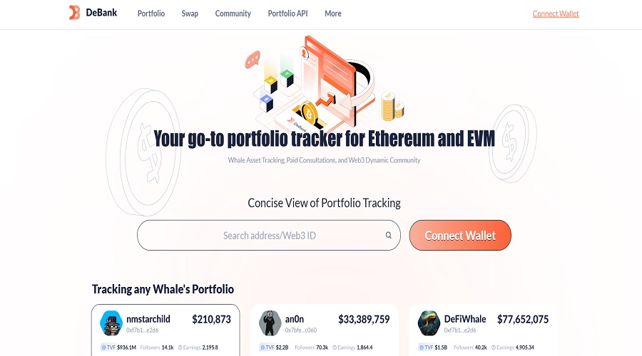 أفضل أدوات تتبع حيتان التشفير 2025 أداة DeBank