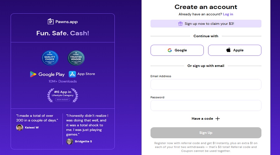 طرق الربح من تطبيق Pawns