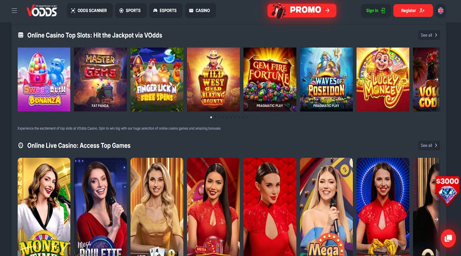 كازينو الألعاب في منصة VOdds