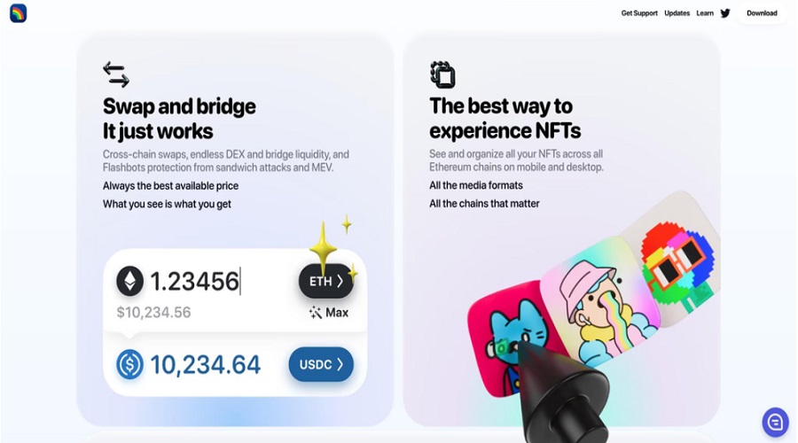 مبادلة العملات المشفرة على Rainbow